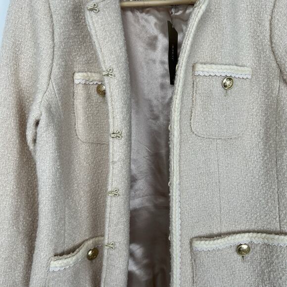 NWT J Crew Women's Size 4 Ivory Long Lady jacket Wool Blend Tweed Boucle BM556 - Picture 11 of 16